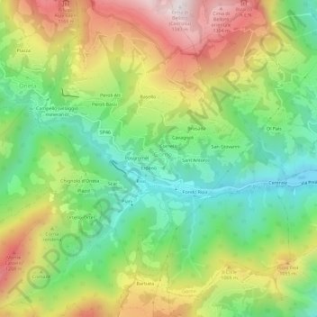 Villassio topographic map, elevation, terrain