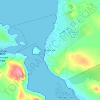 Langebaan topographic map, elevation, terrain