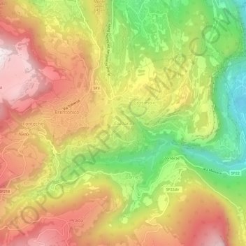 Cazzano topographic map, elevation, terrain