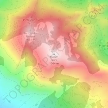 Monte Inici topographic map, elevation, terrain