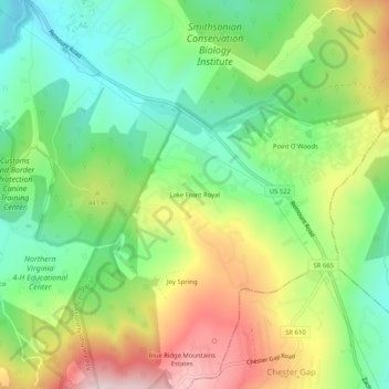 Lake Front Royal topographic map, elevation, terrain