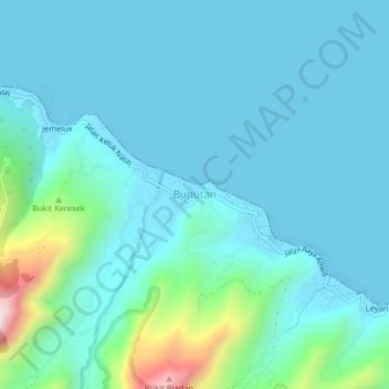 Bunutan topographic map, elevation, terrain