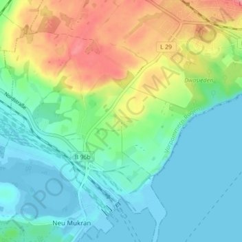 Mukran topographic map, elevation, terrain