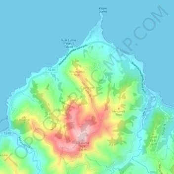 Çaytepe topographic map, elevation, terrain