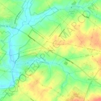Cedars topographic map, elevation, terrain