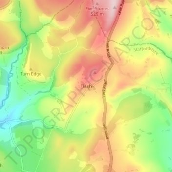 Flash topographic map, elevation, terrain