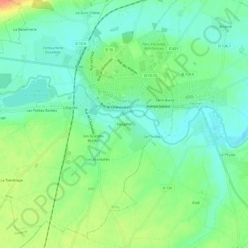 Vaugelan topographic map, elevation, terrain