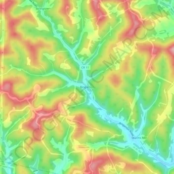 Bingamon topographic map, elevation, terrain