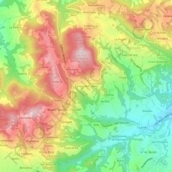 Campo dell'Oppio topographic map, elevation, terrain
