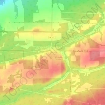 Saxon topographic map, elevation, terrain