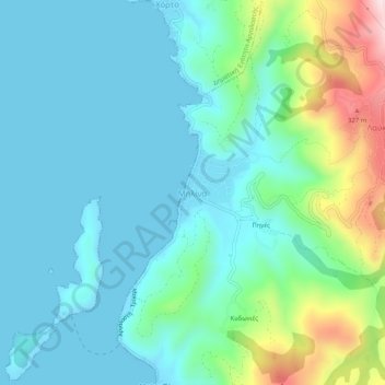 Milina topographic map, elevation, terrain