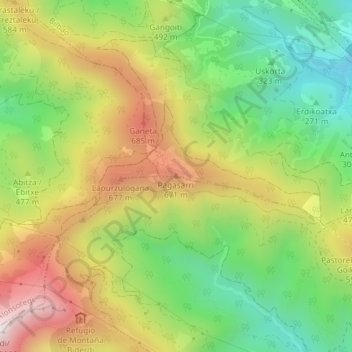 Pagasarri topographic map, elevation, terrain
