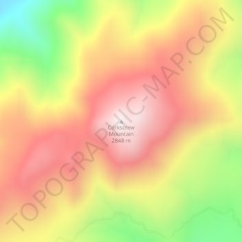 Corkscrew Mountain topographic map, elevation, terrain