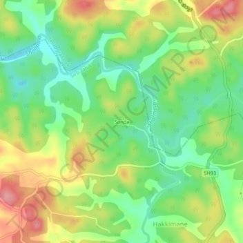 Sonda topographic map, elevation, terrain