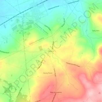 Dryville topographic map, elevation, terrain