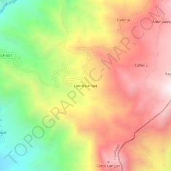Lanchipampa topographic map, elevation, terrain