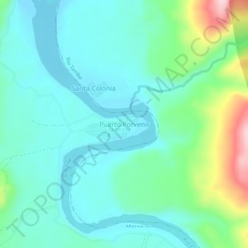 Puerto Porvenir topographic map, elevation, terrain