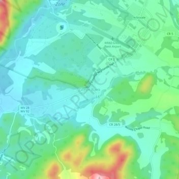 Green Bank topographic map, elevation, terrain