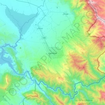 Halabja topographic map, elevation, terrain