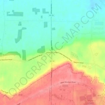 Hickory Corners topographic map, elevation, terrain