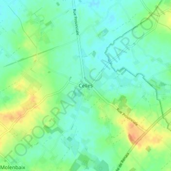 Celles topographic map, elevation, terrain