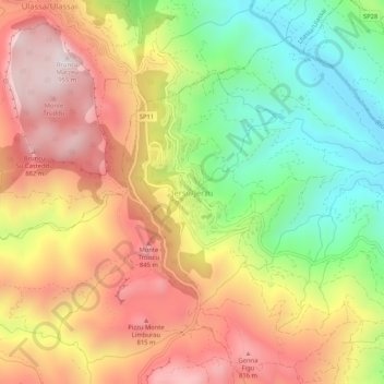 Jerzu topographic map, elevation, terrain