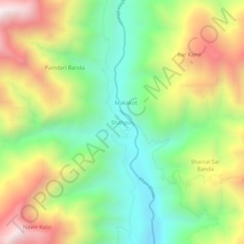 Shahpur topographic map, elevation, terrain