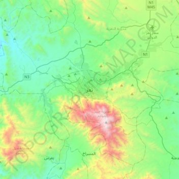 Ta'izz topographic map, elevation, terrain
