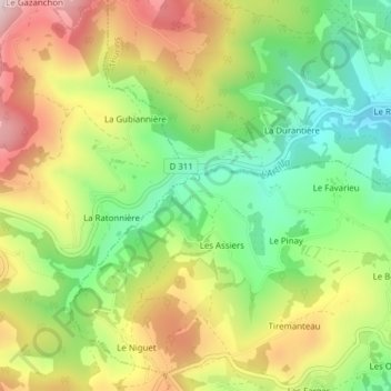 Le Giraudier topographic map, elevation, terrain