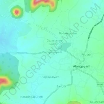 Puluguberpalli topographic map, elevation, terrain