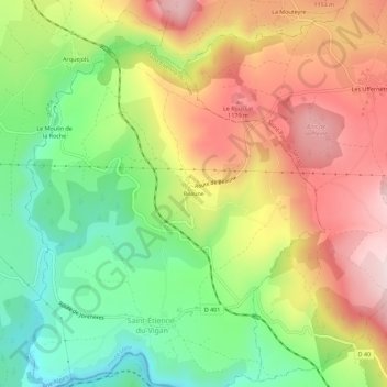 Beaune topographic map, elevation, terrain
