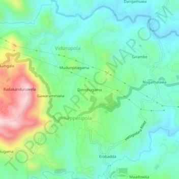 Dimithugama topographic map, elevation, terrain