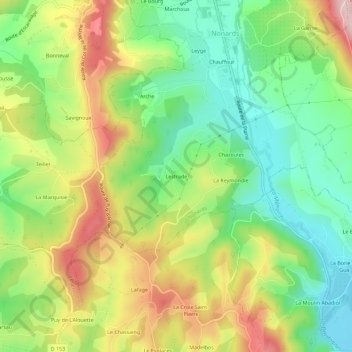 Lestrade topographic map, elevation, terrain