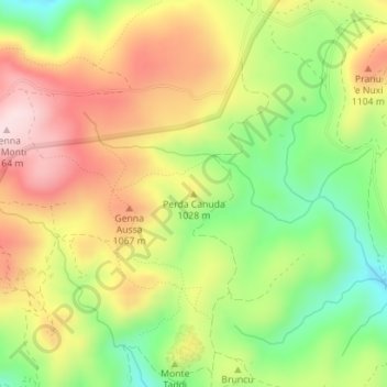 Perda Canuda topographic map, elevation, terrain