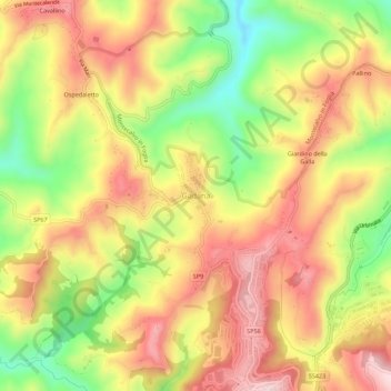 Gadana topographic map, elevation, terrain