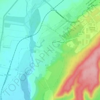 Colibași topographic map, elevation, terrain