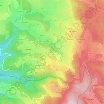 Le Fournial topographic map, elevation, terrain