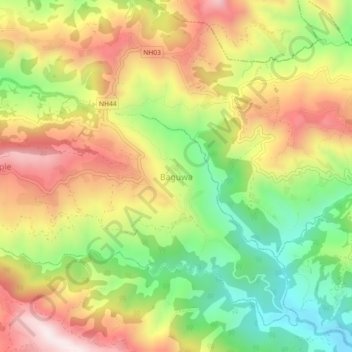 Baguwa topographic map, elevation, terrain