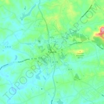Pickens topographic map, elevation, terrain