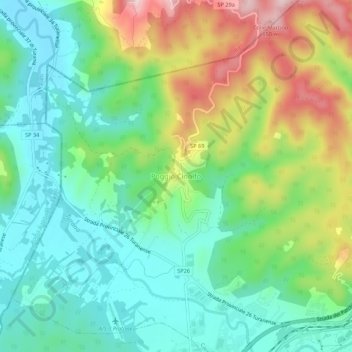 Poggio Cinolfo topographic map, elevation, terrain