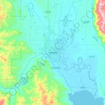 Kalispell topographic map, elevation, terrain