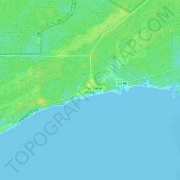 Summer Camp Beach topographic map, elevation, terrain