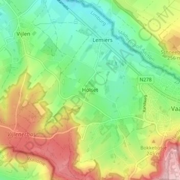 Holset topographic map, elevation, terrain