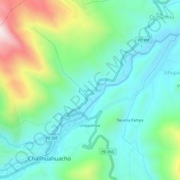 Puchunco topographic map, elevation, terrain