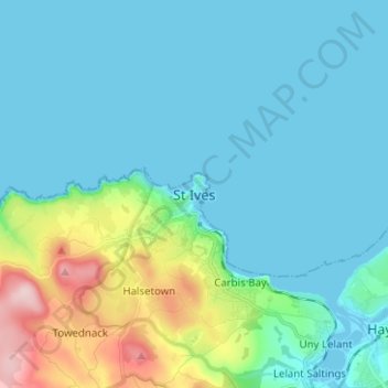 St Ives topographic map, elevation, terrain