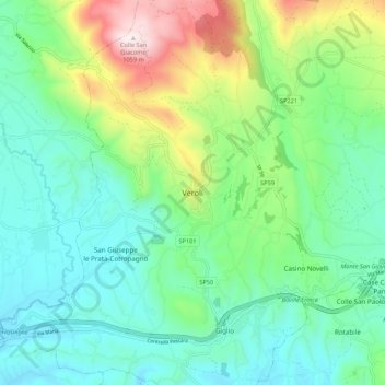 Veroli topographic map, elevation, terrain