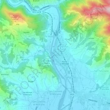 Ponte a Moriano topographic map, elevation, terrain