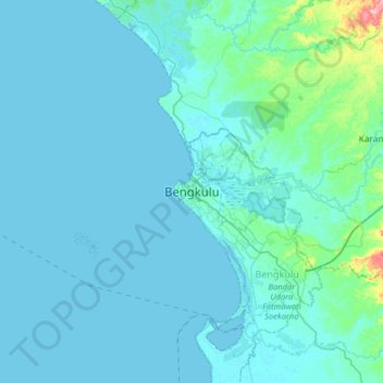 Bengkulu topographic map, elevation, terrain