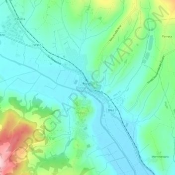 Ponte a Poppi topographic map, elevation, terrain