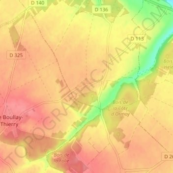 Cherville topographic map, elevation, terrain